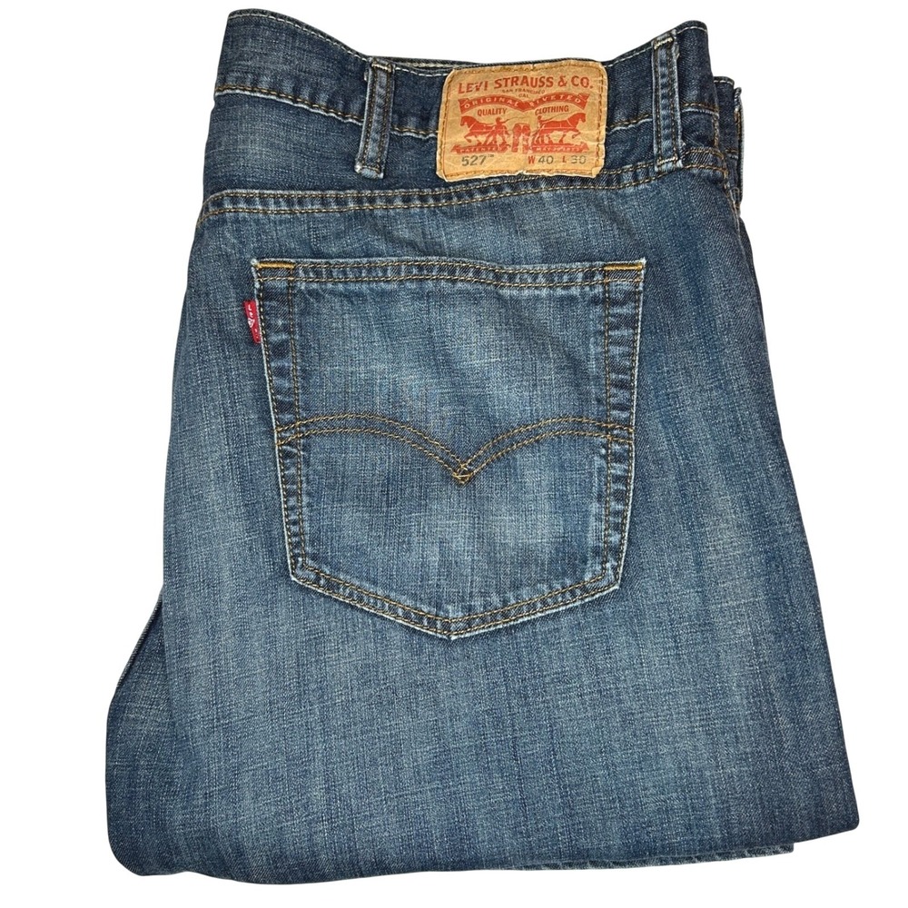 Levis 527 Slim Bootcut Jeans 40x30 Mens Blue Medium Wash Denim 05527-0239